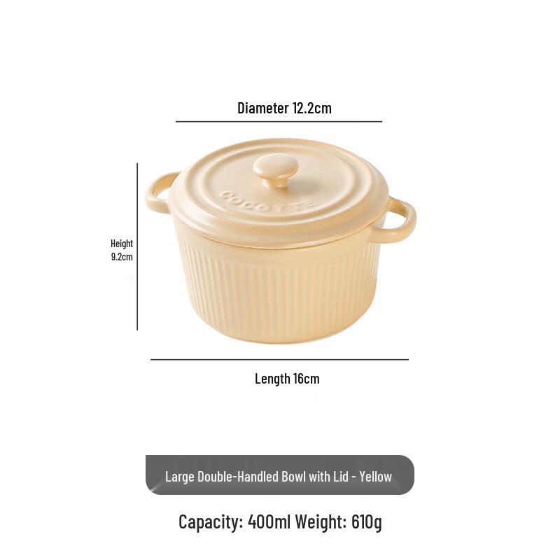 Ceramic Double-Handle Steaming & Noodle Bowl