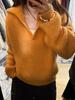 Women's Pure Wool Lapel Sweater, Autumn/Winter 2025, Thick Knit Loose POLO Collar Pullover.