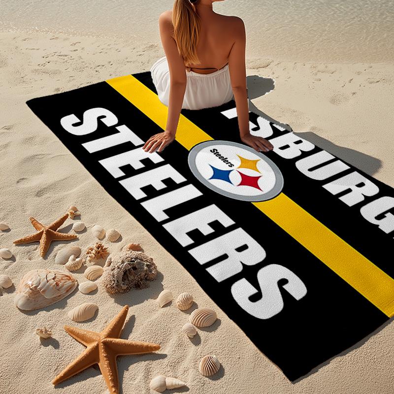 Pittsburgh Steelers Logo Microfiber Beach Towel, Lightweight And Quick-Dry, for Summer Travel, Beach Essential, Swimming Pool
