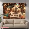 Banner de Feliz Cumpleaños de Capibara Impreso Plano 2D para Decoración de Fiesta Infantil