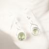 Round Shape Green Amethyst Gemstone 925 Sterling Silver Designer Earrings 1.68" CE-15-17