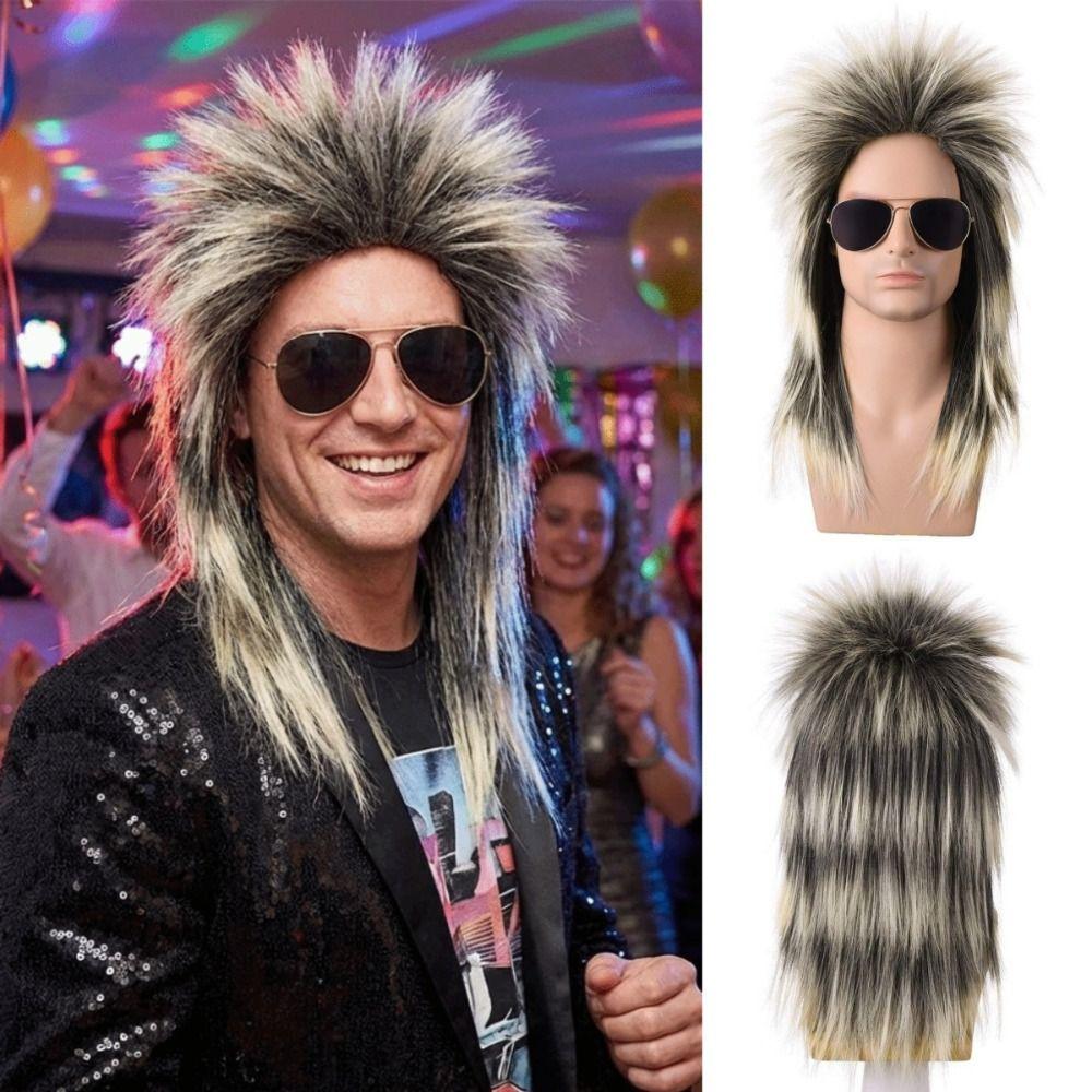 70s 80s Retro Cosplay Costume Wig Long Rocker Disco Wigs Punk Men Mullet Wigs Fancy Show