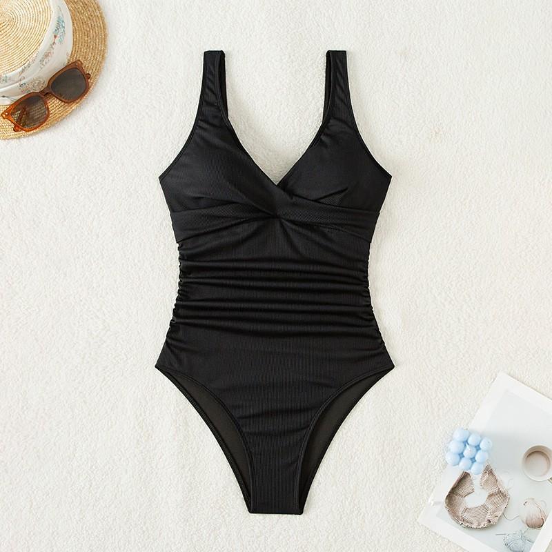 Belly Covering One-piece Swimsuit Women Sexy Bikini Beach Hot Conservative S чёрный