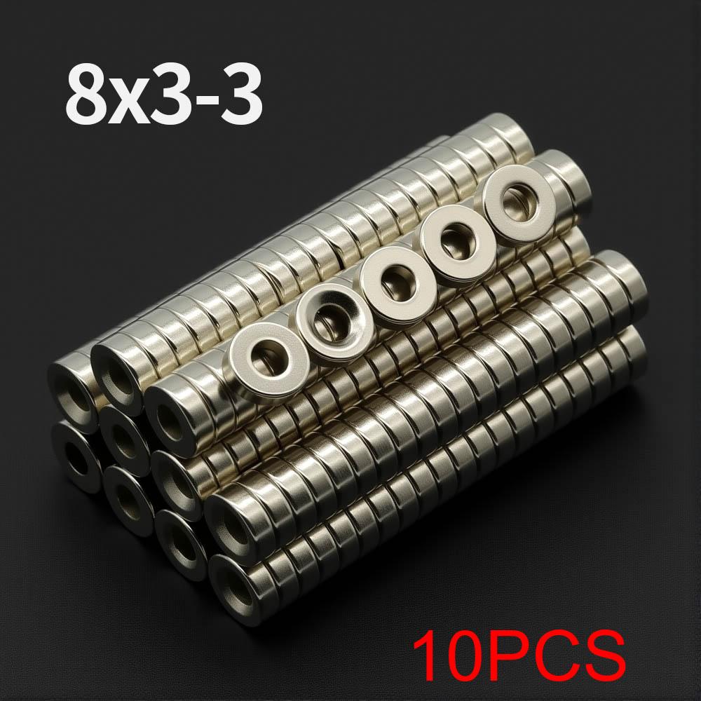 

8x3-3mm Powerful with holes Neodymium Magnet N35 NdfeB Permanent Magnetic imanes Round Super Strong Fridge Magnets DIY