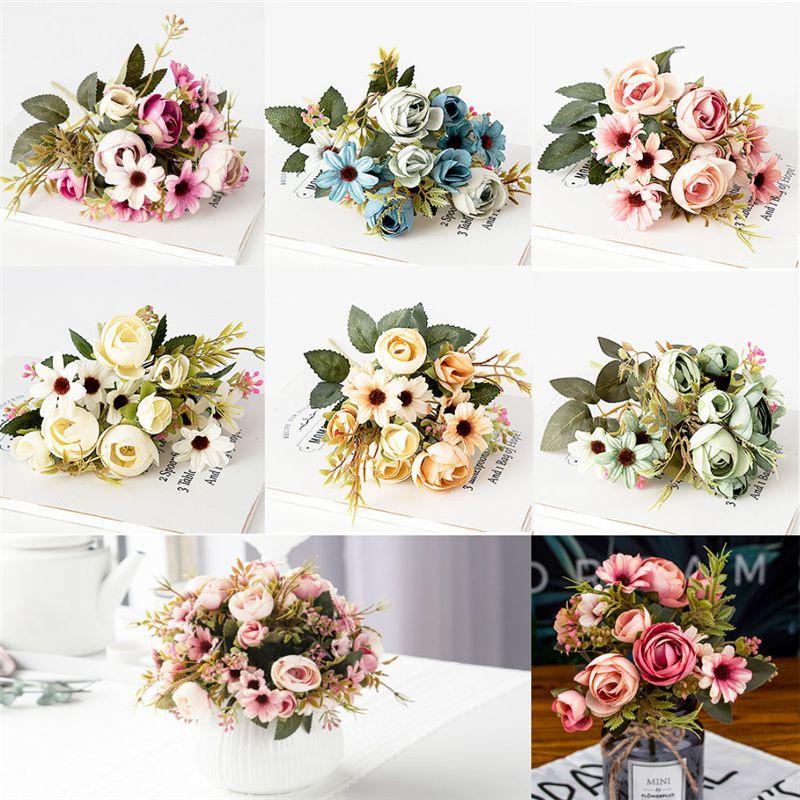 Elegant 1 Bunch 12 Heads High Realistic Artificial Tea Roses Perfect For Wedding Decorations And Events