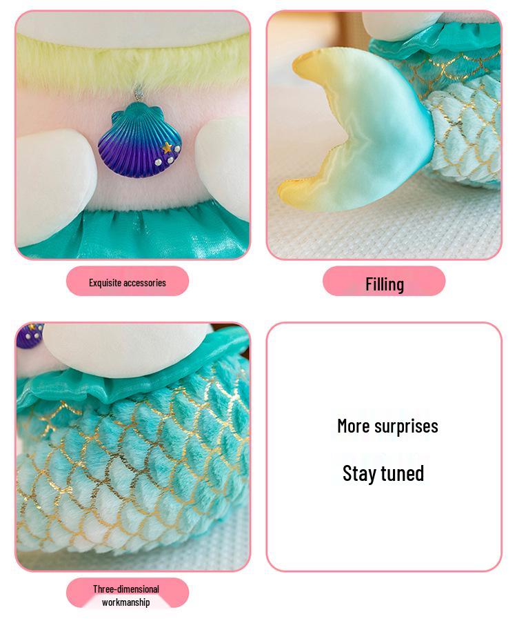 Colorful Mermaid Rabbit Plush Toy Pillow, Creative Gift for Girls