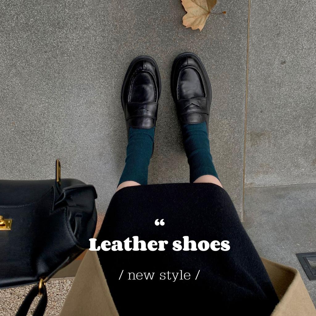 Premium Cowhide Edition~ Platform Small Leather Shoes Women's British One-Pedal Lazy Leather Loafers