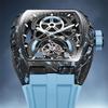 BONEST GATTI New Men's Tourbillon Watch Skeleton Fully Automatic Watch Carbon Fiber Luminous Case Tonneau-Shaped Watch