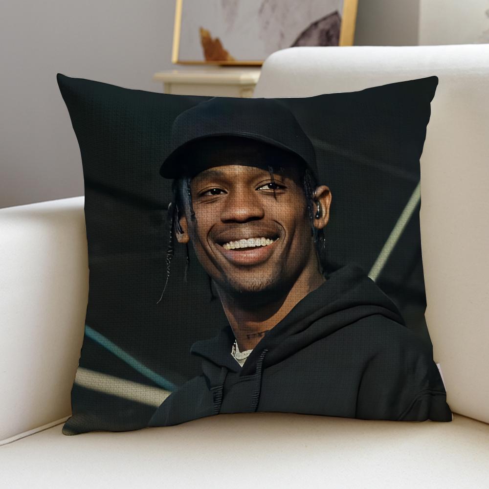 HipHop TTravis ScottS Cushion Cover Breathable and skinfriendly linen pillowcase square removable and washable cushion