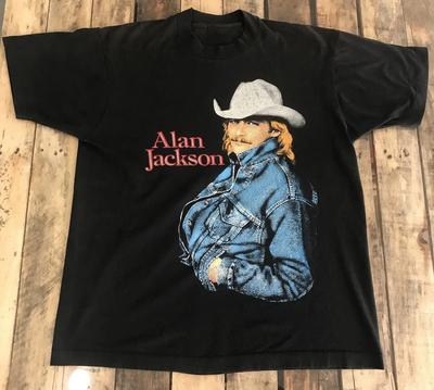Vintag Alan Jackson Sångare Tung Bomull Svart Alla Storlekar T-shirt För Män TR272 Unisex T-shirt