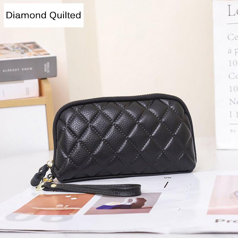 New Snake Embossed Clutch Bag Genuine Leather Women Clutches Diamond Quilted Long Cowhide Wallet Alligator Embossed Phone Purse