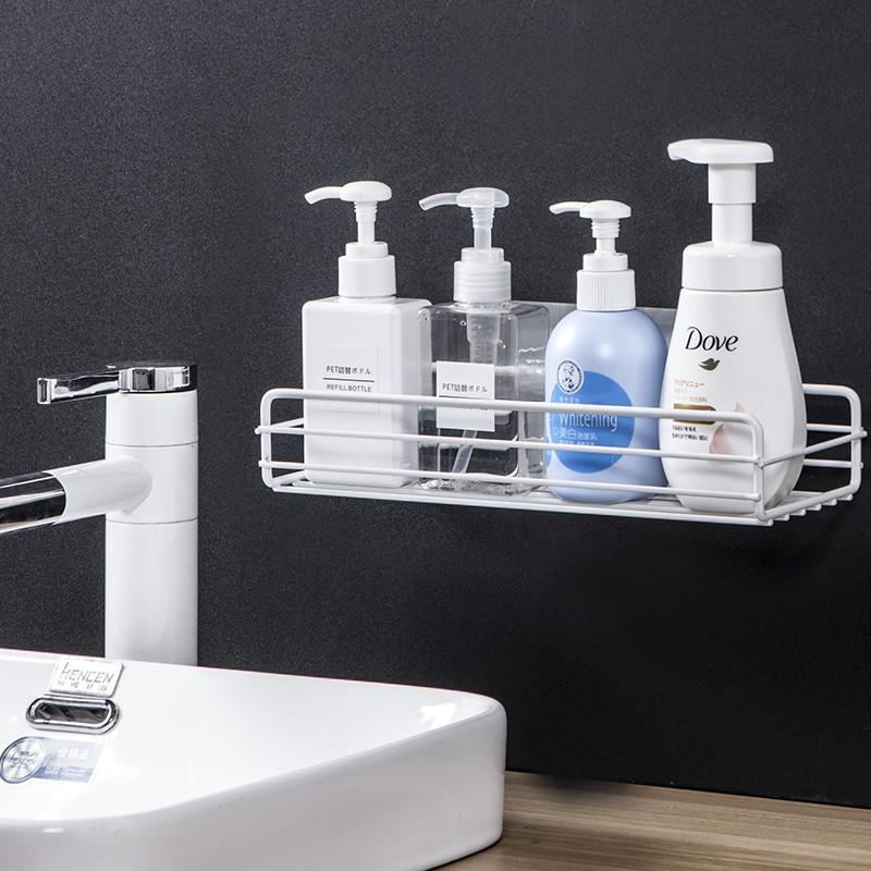 Wall-Mounted Wrought Iron Adhesive Storage Rack for Kitchen & Bathroom