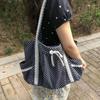 Bolso Tote de Gran Capacidad para Mujer Estilo Antiguo Coreano con Lunares Bolso de Lona Bolso de Hombro Versátil para Viajar