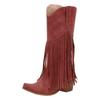 Stivali Alti da Donna con Frange e Tacco Spesso in Pelle a Punta Stivali da Cowboy alla Moda Casual Stivali con Tacco Alto da Donna Veri