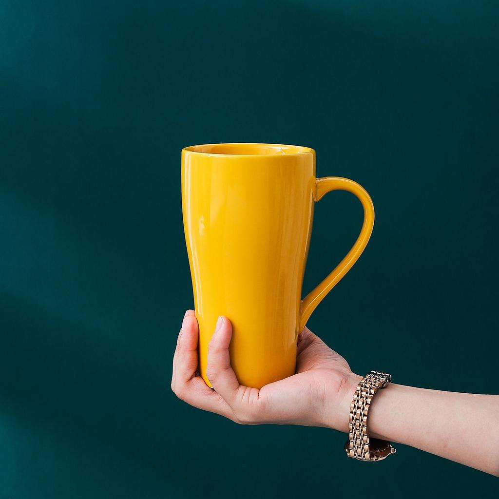 Nordisk stil Ensfarget krus Stor kapasitet Husholdningsvannkopp Keramisk vannkopp Kaffekopp Melkekopp Frokostkopp