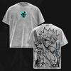 Manga BLEACH Grimmjow T-shirt Harajuku Vintage Washed Oversized T Shirt Men's Clothing Short Sleeve High Quality Cotton Tee Tops