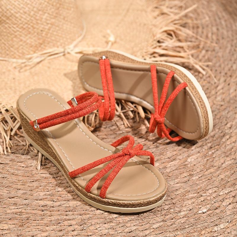 Wedges Women Mid Heels Slippers Summer 2025 New Shoes Fashion Casual Flip Flops Designer Slingback Sandals Beach Sandalias Mujer