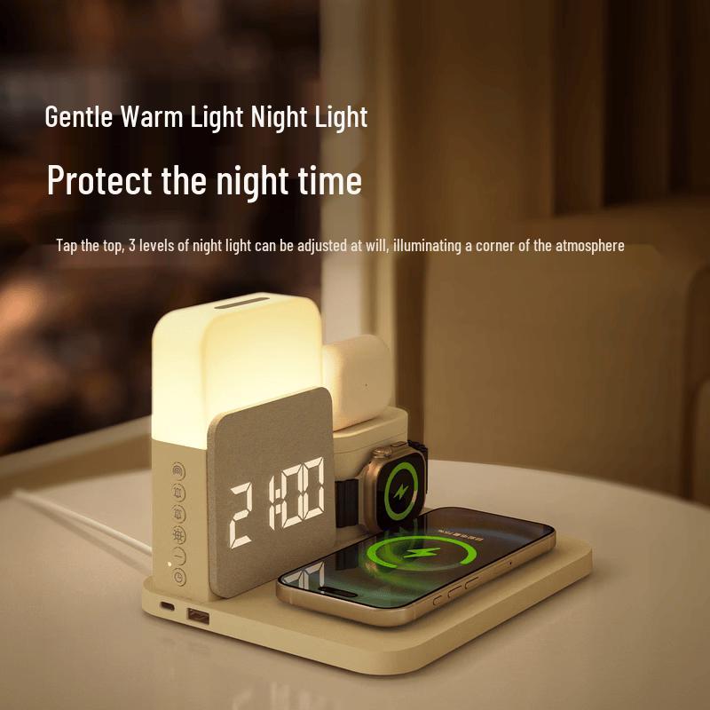 EZVALO Multifunctional Bluetooth Speaker with Wireless Charger, Clock & Night Light (CN version)