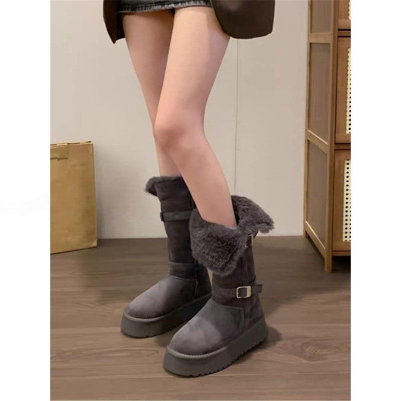 Women's soft elastic cold warm padded snow boots thick bottom heightening non-slip wear outdoor leisure sports long cotton boots