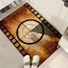 1pc Movie Countdown Pattern Non-Slip Area Rug - Crystal Velvet, Vintage Film Design with Golden Spool & Clapper Board,