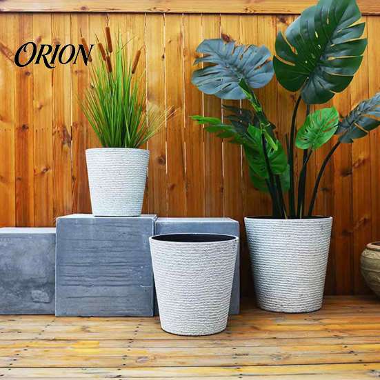 Resin Flower Pot for Living Room Large Tall Planter, Thickened Faux Stone Plant with Embossed Nordic Style Planter Texture, Modern Decorative