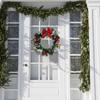Christmas Wreath for Front Door 8 Inch Artificial Winter Hanging Front Door Window Wreath with Pinecones Bell Berries