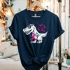 Dinosaur TRex Pink Ribbon Tshirt Breast Cancer Awareness Women Graphic October Warrior Support Casual Soft Cotton Daily Tops