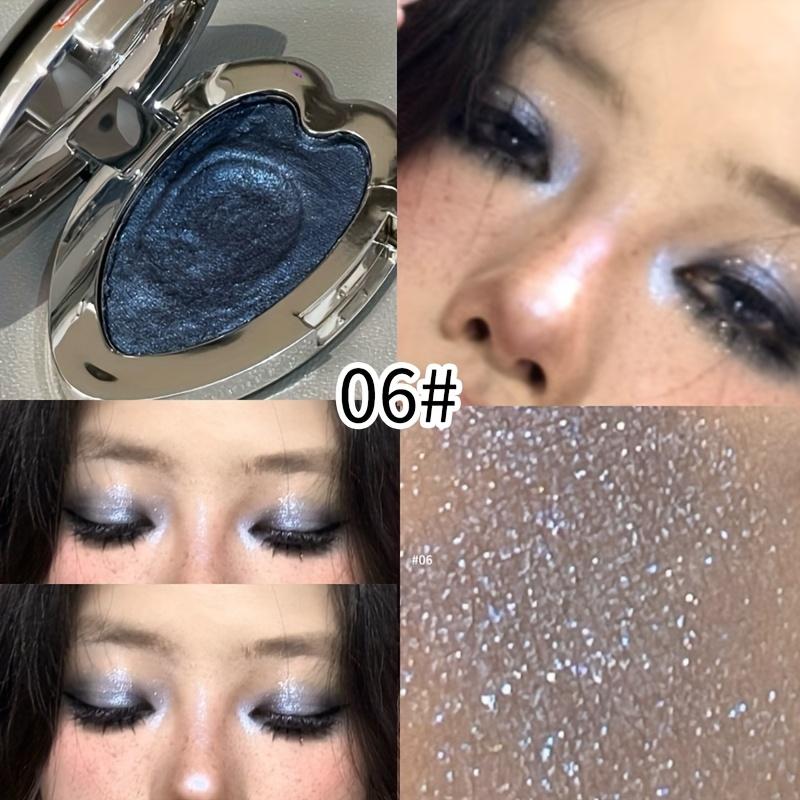Metallic Glitter Heart Monochrome Eyeshadow Palette, Waterproof & Sweatproof, Soft Blend Formula, Suitable for Music Festivals, Stage Performances