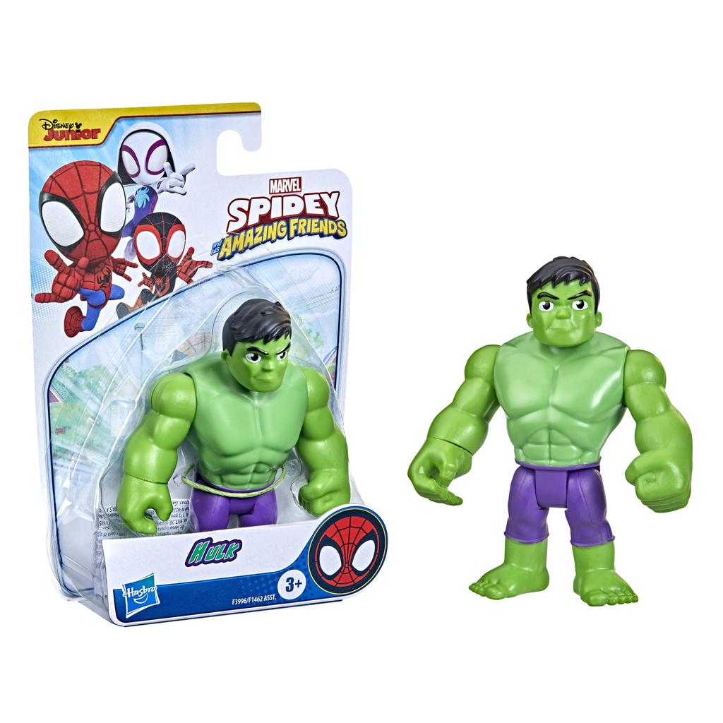 Spider-Man and His Amazing Friends Marvel Hulk Hero Figure Toy, 4-Inch Scale Superhero Action Figure, Ages 3+ (F3996)