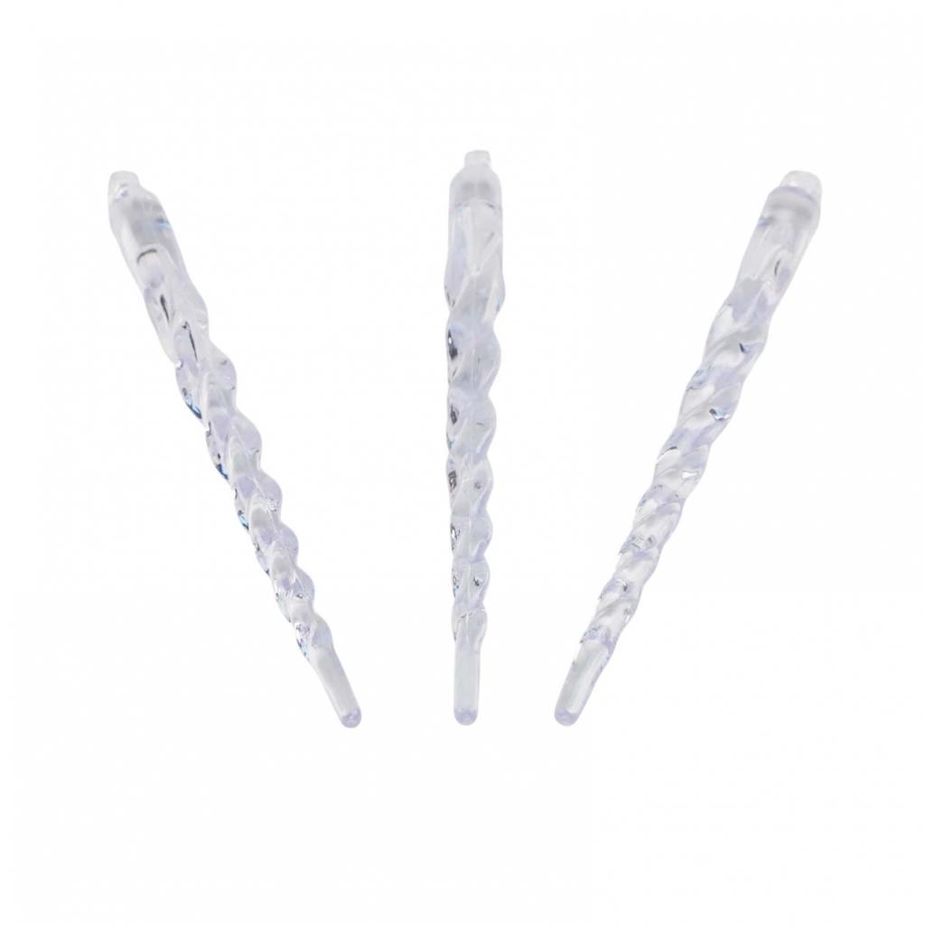 12 Piece Set Christmas Tree Decoration Icicle Ornaments Clear Plastic Design