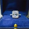 5 Carat D Color Moissanite Emerald Women's Ring with Micro-set Pear Diamond - Trendy European & American Fashion Series