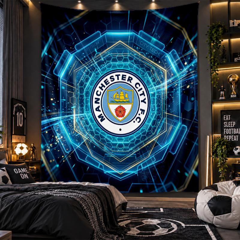 Wall Hanging Tapestry Manchester City Print Cloth for Living Room Bedroom Home Decor
