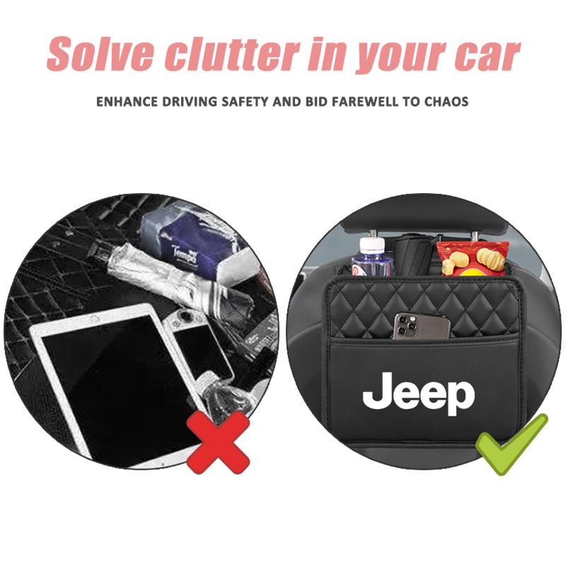 AIY5   Car Seat Backrest Storage Stowing Tidying Pocket For Jeep Wrangler Rubicon Renegade Compass Grand Cherokee Patriot Liberty JK