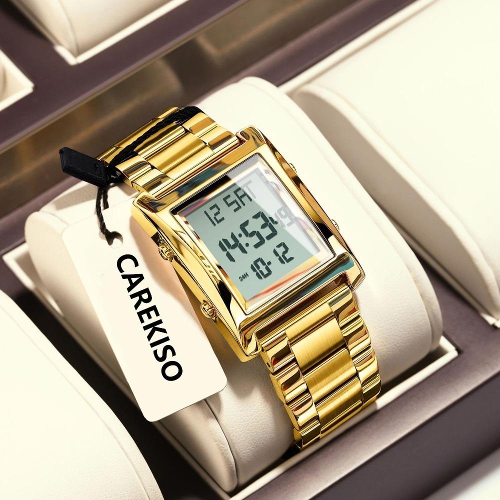 CAREKISO Luxury Brand Men Watch Waterproof LED Week Date Alarm Man Wristwatch Stainless Steel Fashion Electronic Watches For Men