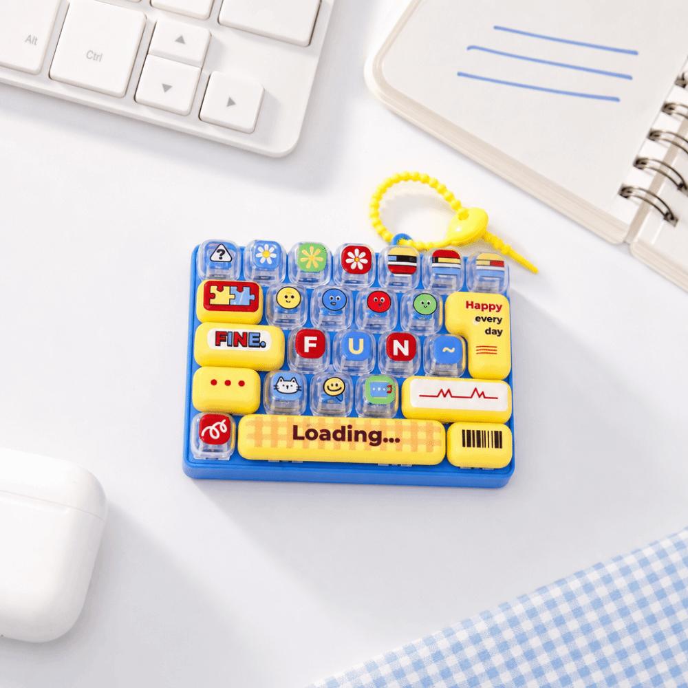 Cute Design Decompression Button Toy Transparent Dual-Tone Keyboard Keychain Bag Accessory