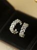 Cute Female White Zircon Stone Stud Earrings Vintage Silver Color Wedding Jewelry For Women