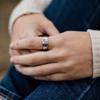 Forest Mountain Sunset Nature Landscape Carved Ring for Women Men Yellow Crystal Rings Wedding Ring Anniversary Gift Wholesales