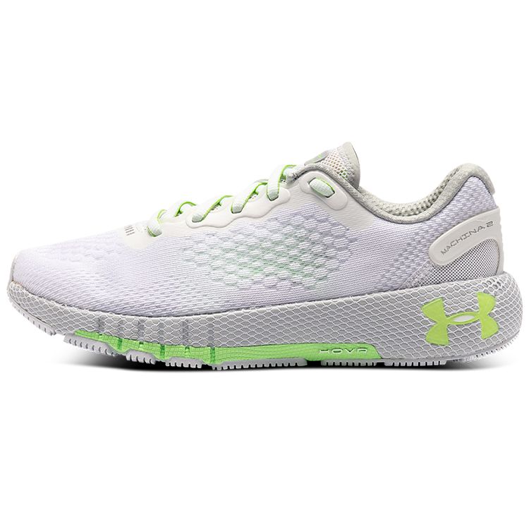 Under Armour HOVR Machina 2 Comfortable Fabric Durable Breathable Low-Top Casual Running Shoes Women sneaker White Green 3025221-100