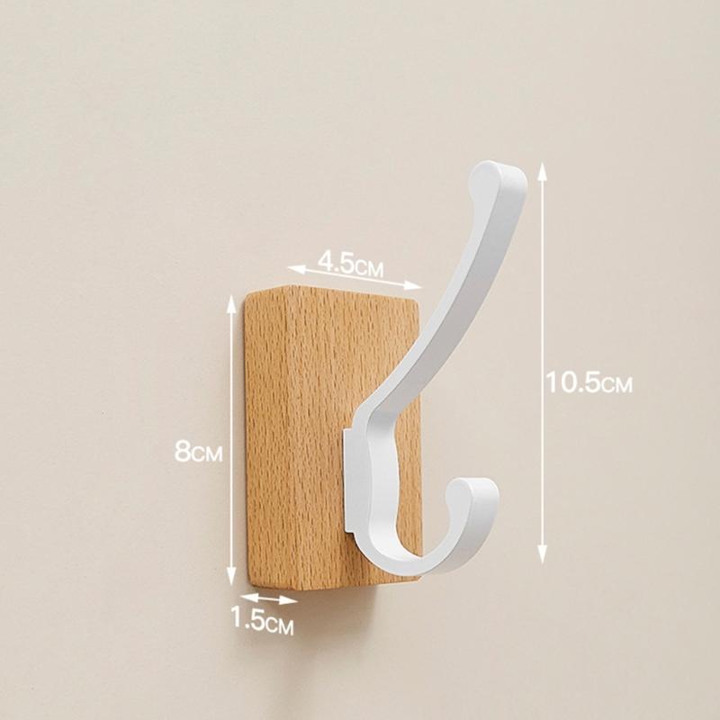 Space Saving Adhesive Hook for Bathroom Door Back Made of Natural Walnuts Wood Drillless Installation for Hanging Items