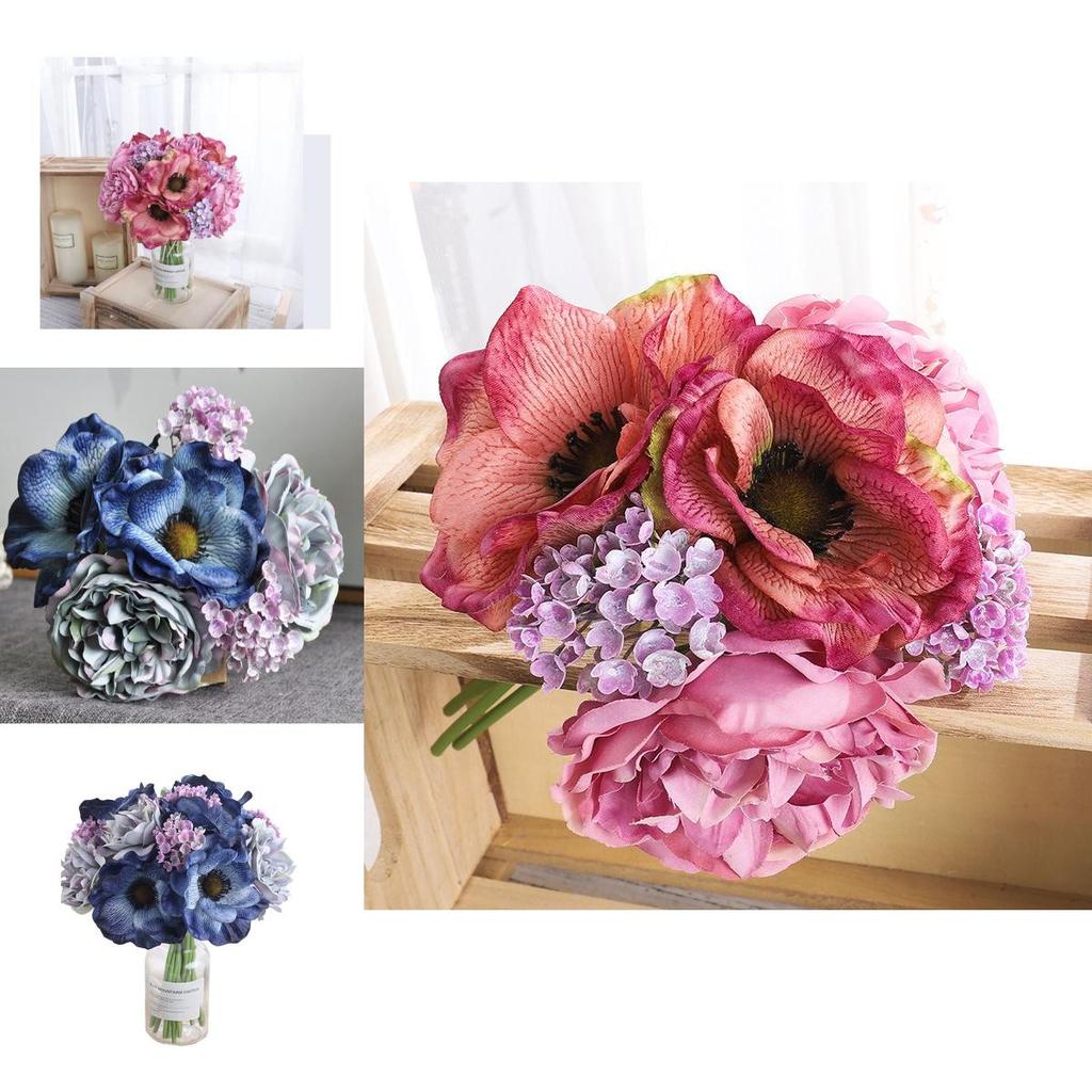 Lush Bouquet Poppy Peony Gypsophila Simulation Flower Ideal For Home Decor And Photography Prop