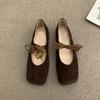 Fashion Comemore French Retro Style Ballet Single Shoes Women Square Head Soft Bottom Mary Jane Shoes Solid Color Lace Up Casual Flats