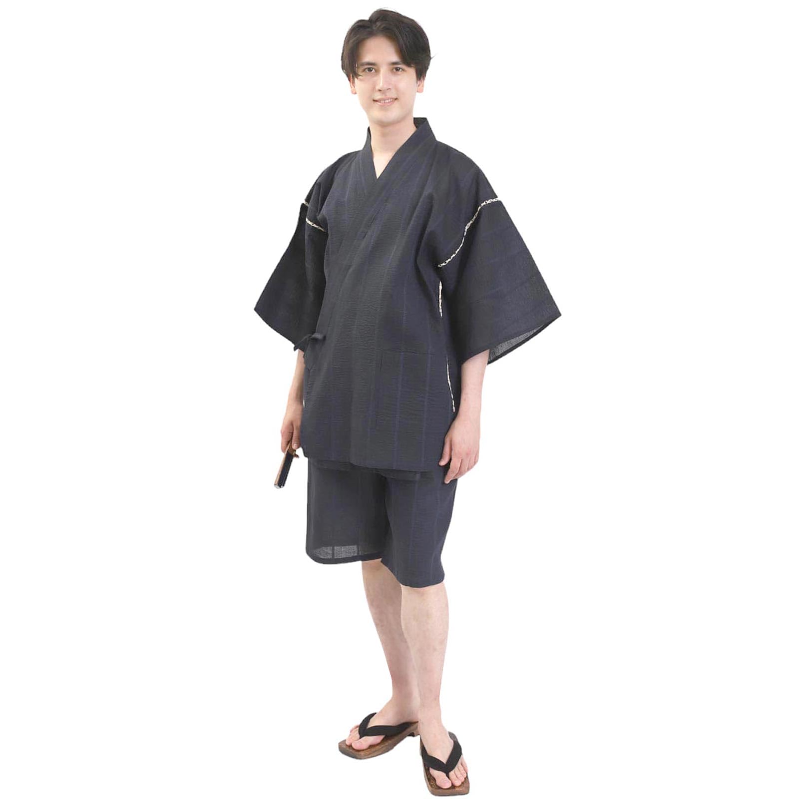 

Fuuka Men s Plus Size Jinbei Top and Bottom Set, Cotton and Linen, Shijira Weave, Summer Samue Pajamas, Loungewear, Father s Day Gift (M, [WN10] Navy