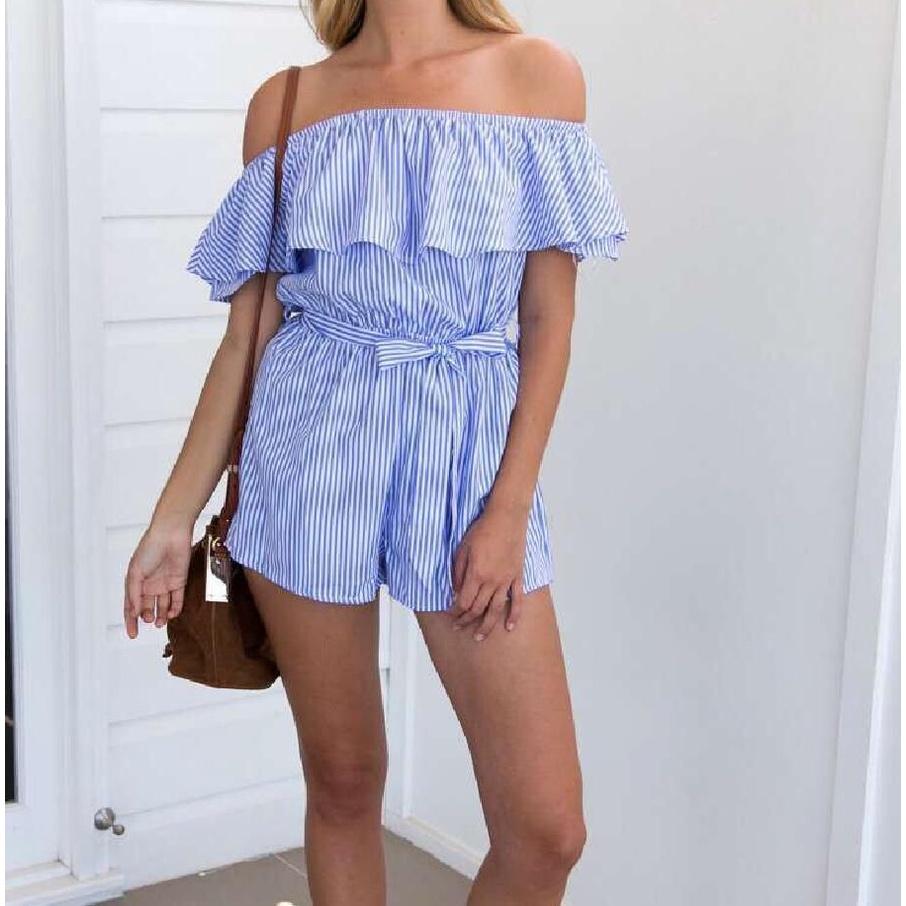 Striped Summer Women Casual Playsuit Stylish Ladies Jumpsuit For Beach Days