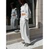 Women S Loose Hooded Zip Sweatshirt Tracksuit Two Piece Set Solid Color