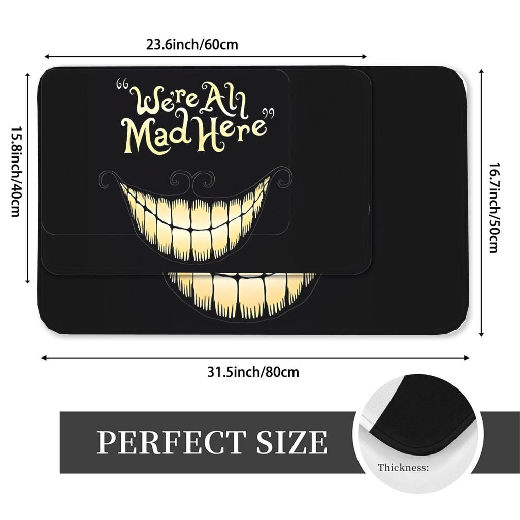 Halloween Scary Smiley Face "Were All Mad Here" Welcome Mat Outdoor Carpet Soft Doormat Living Room Rug For Bedroom