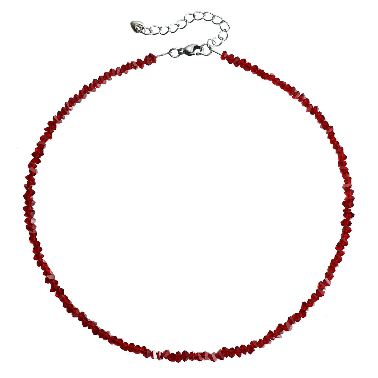 

Transparent Vintage Korean Mulit-cut Glass Crystal Irregular Beaded Choker Necklace for Women Collarbone Collar Neck Jewelry червоний