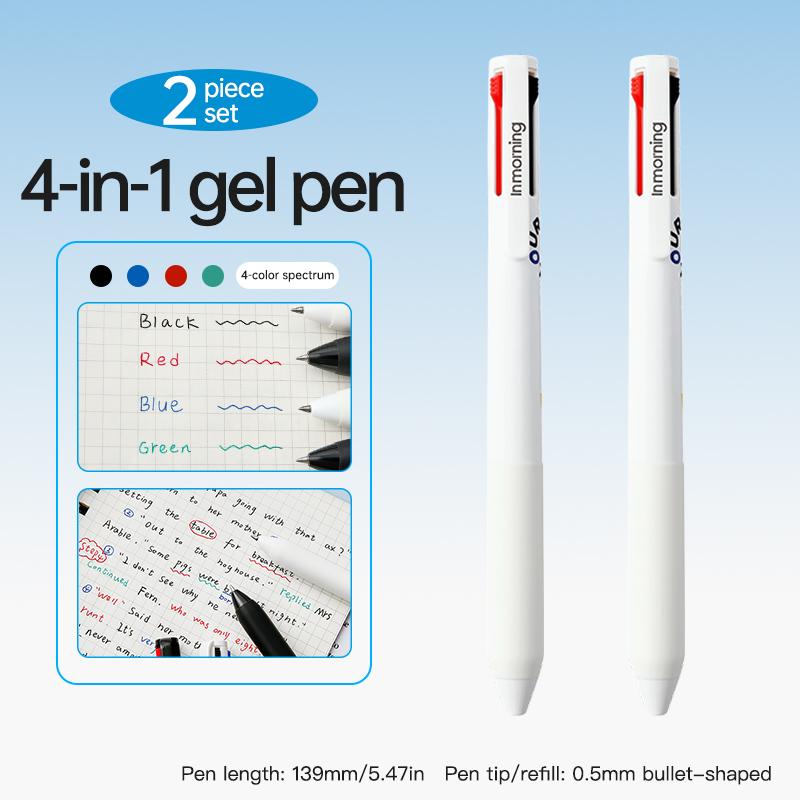 

2-Pack Spectrum 4-Color Click Pen - Multicolor Gel Pen Set, Smooth Writing for Office & Study, Creative Marking Stationery (as the picture,black)