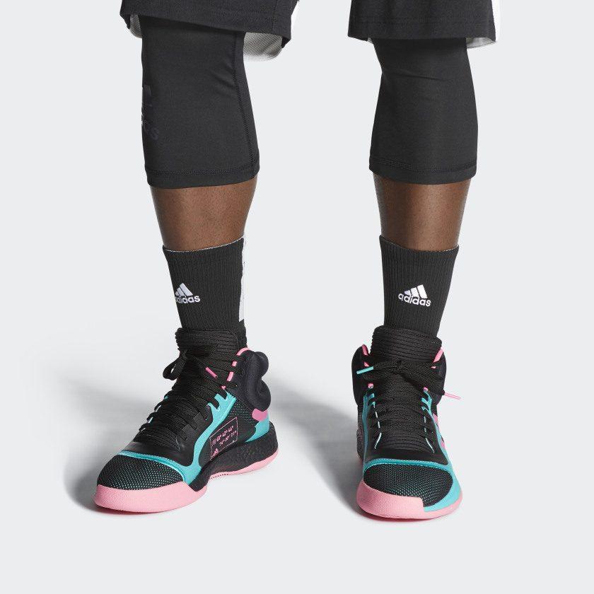 Adidas Marquee Boost Mesh, Leather High top Vintage Basketball Shoes Men's Black Blue Pink EH2373