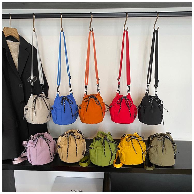Japanese-Inspired Niche Drawstring Bucket Bag, Versatile Crossbody for Commuting and Outdoor Sports Casual Use