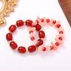 European and American Pink Contrasting Colors Irregular Resin Beads Stacked Bracelets Fashionable Summer Atmosphere Vacation Women's Models